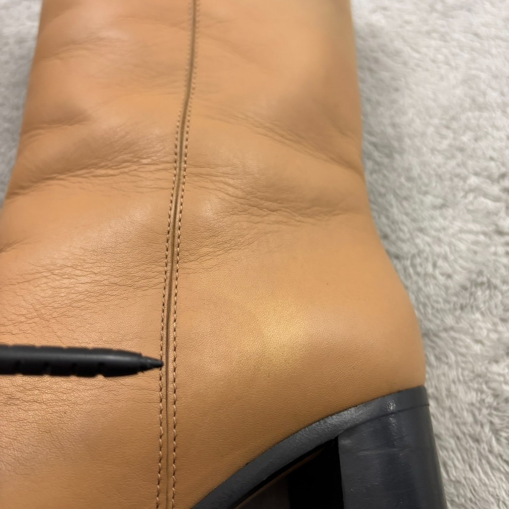 Legres Almond Toe Blush Leather Boot Women US 8.5/ EU 39 Beige Block Heel Luxury - Picture 10 of 13
